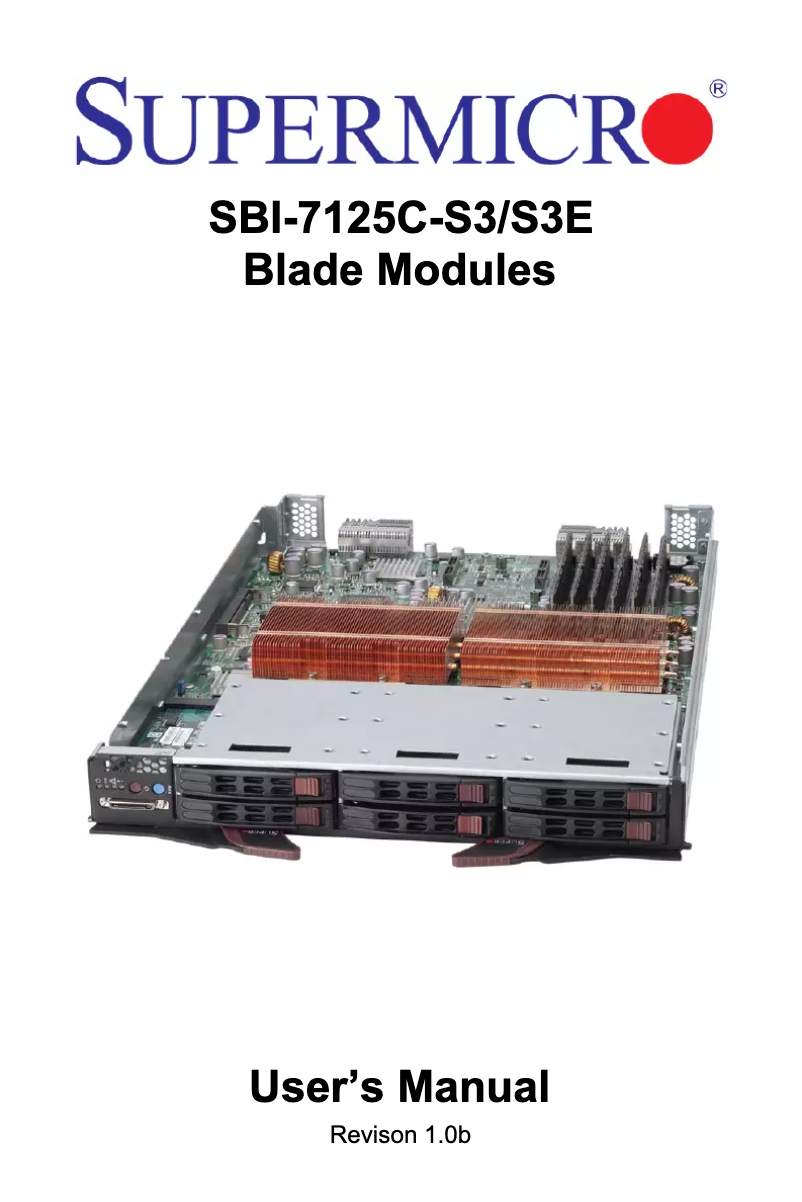 Page 1 de la notice Manuel utilisateur Supermicro SuperBlade SBI-7125C-S3