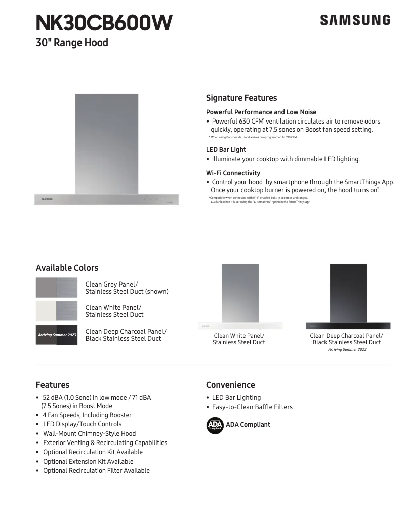 Page n°1 - Fiche technique Samsung NK30CB600WCG
