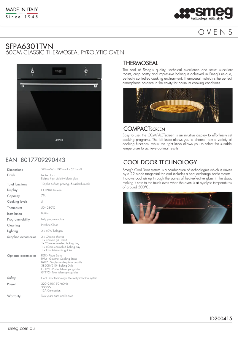 Page n°1 - Fiche technique Smeg SFPA6301TVN