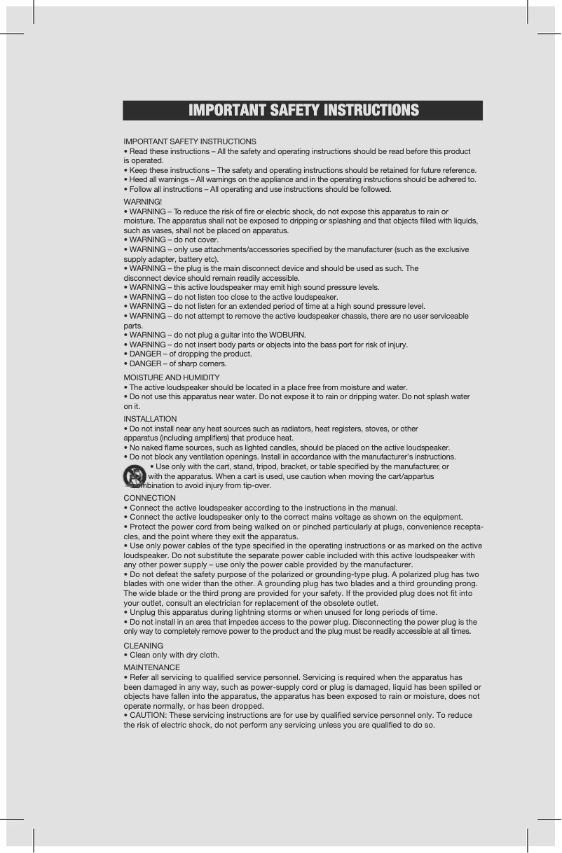 Page 1 de la notice Manuel utilisateur Marshall Acton