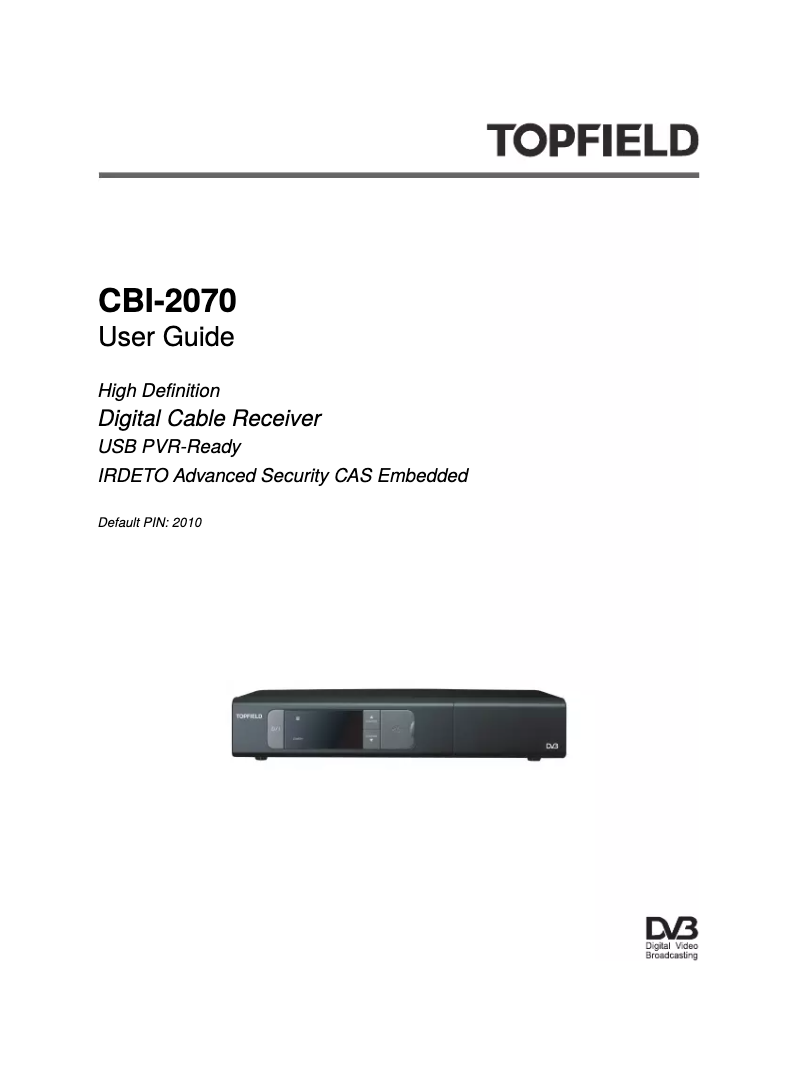 Page n°1 - Manuel utilisateur Topfield CBI-2070