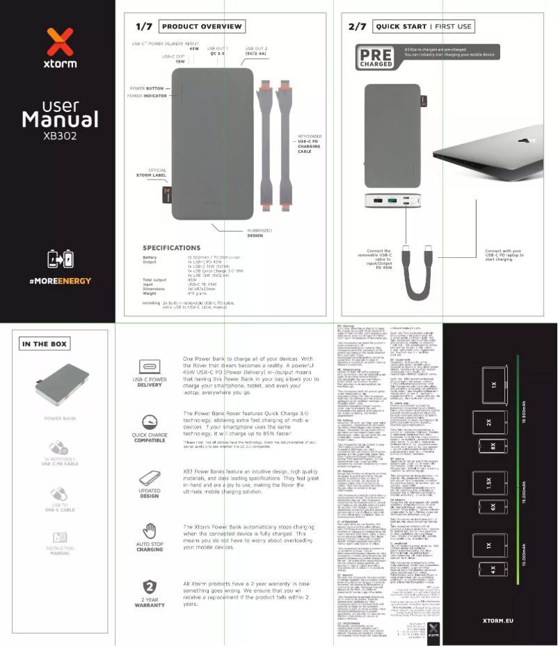 Page 1 de la notice Manuel utilisateur Xtorm XB302