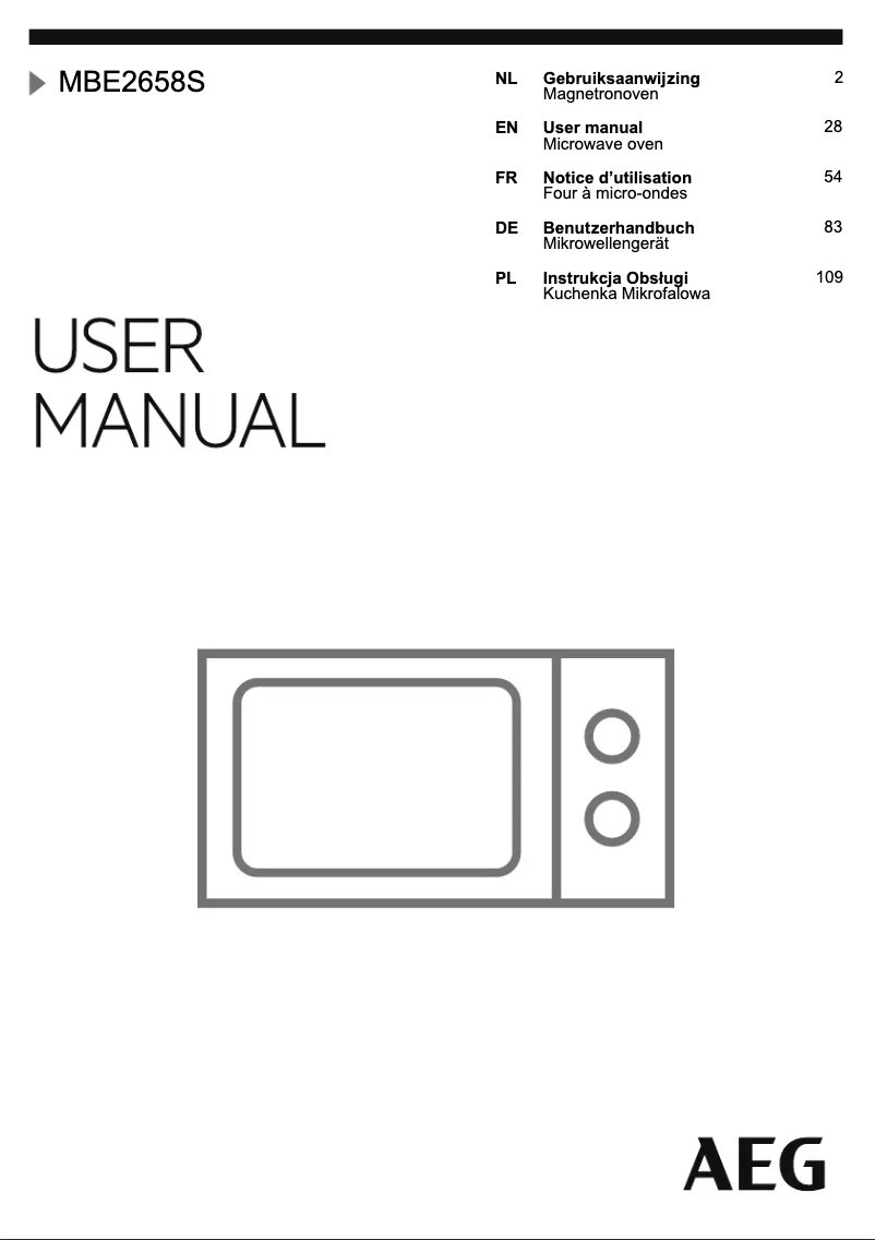 Page 1 de la notice Manuel utilisateur AEG MBE2658S-M