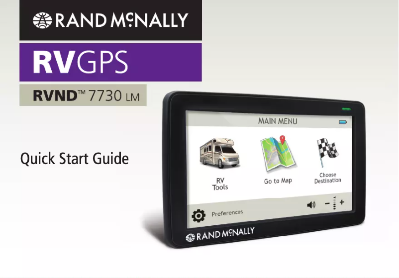 Page n°1 - Manuel utilisateur Rand McNally RVND 7730 LM