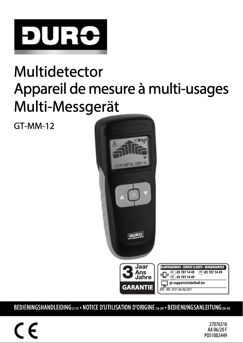 Página 1 del manual Manual de usuario DURO GT-MM-12