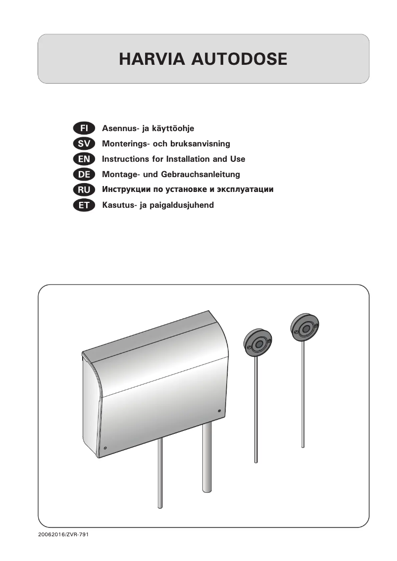 Page 1 de la notice Manuel utilisateur Harvia Autodose SASL1