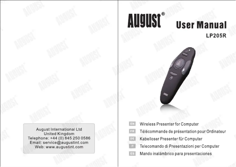 Page 1 de la notice Manuel utilisateur August LP205R