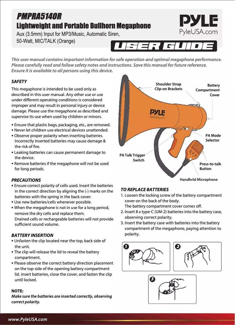Page n°1 - Manuel utilisateur Pyle PMPRA514OR