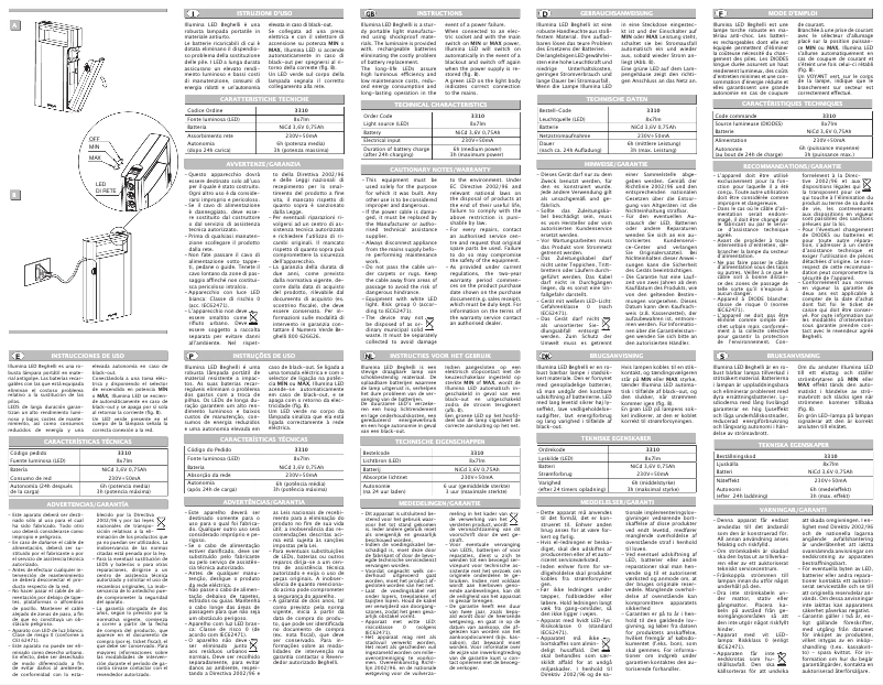 Page 1 de la notice Manuel utilisateur Beghelli 3310