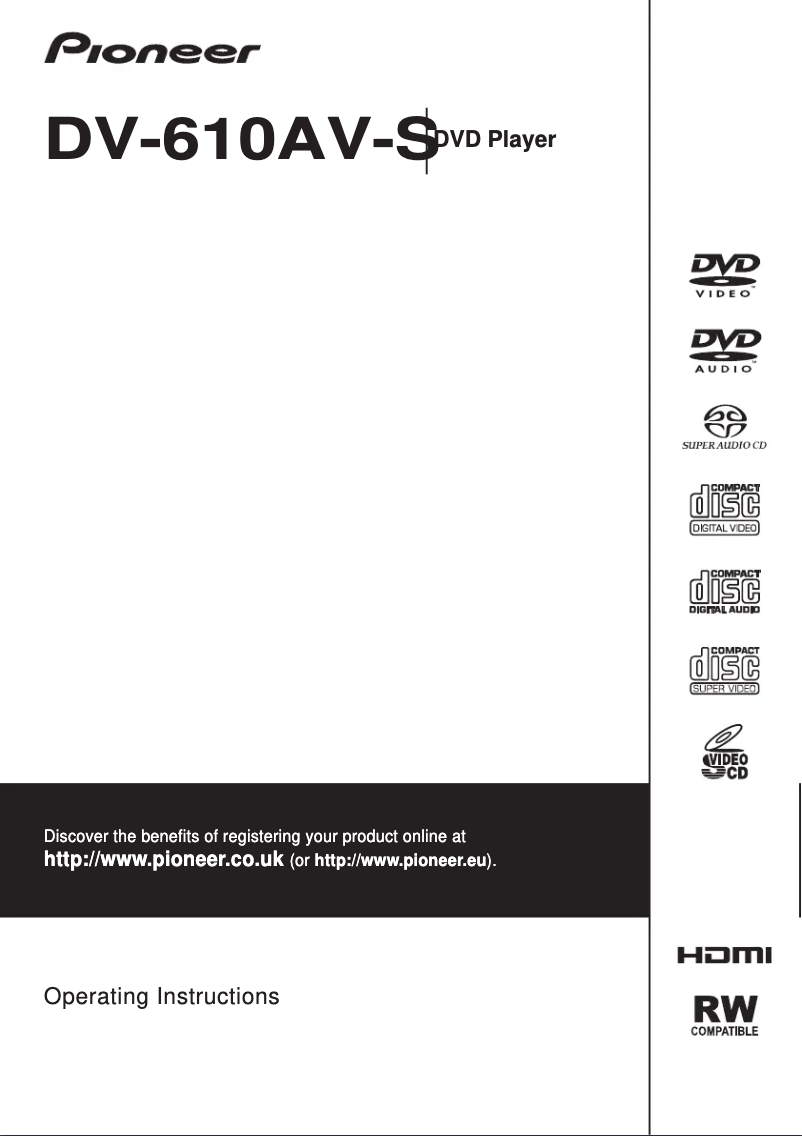 Page 1 de la notice Manuel utilisateur Pioneer DV-610AV-S