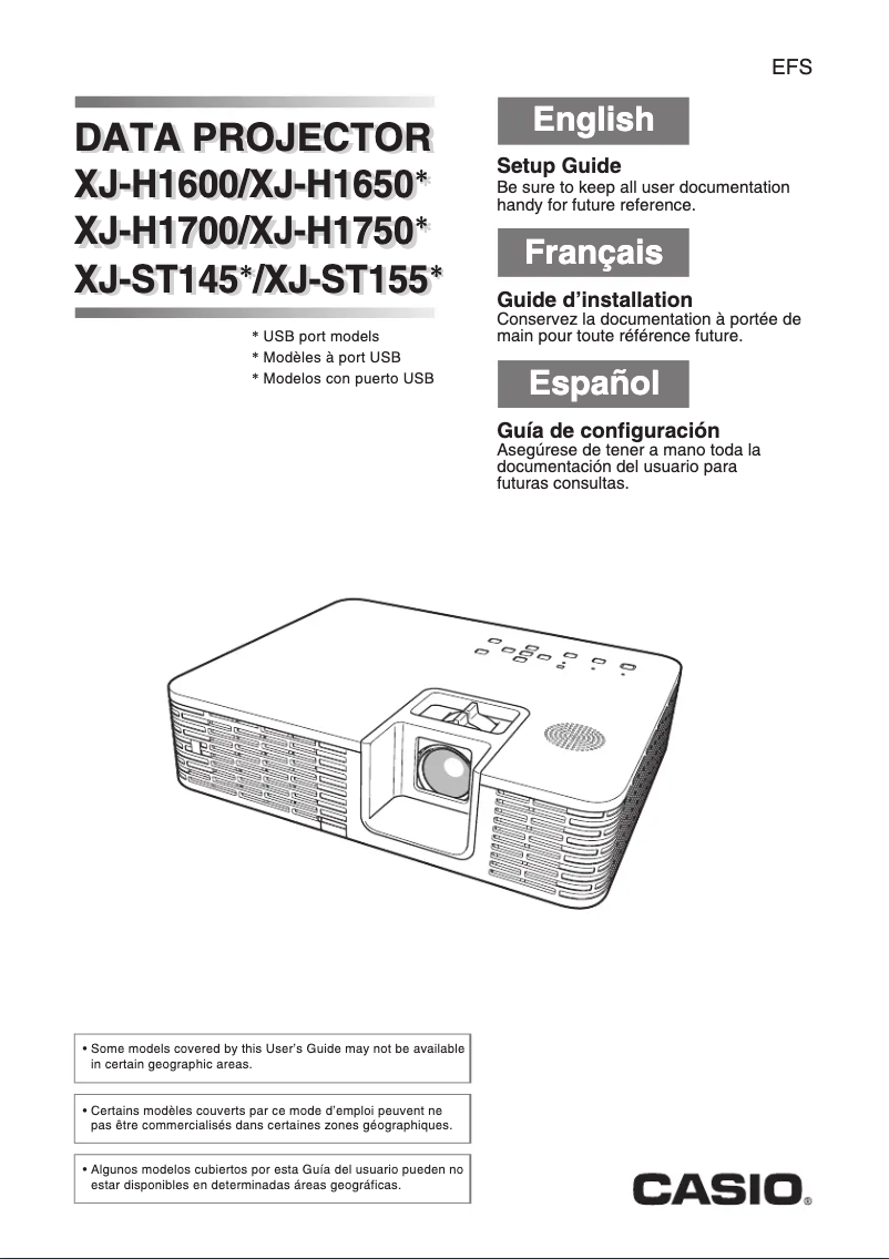 Page 1 de la notice Guide d'installation Casio XJ-H1650