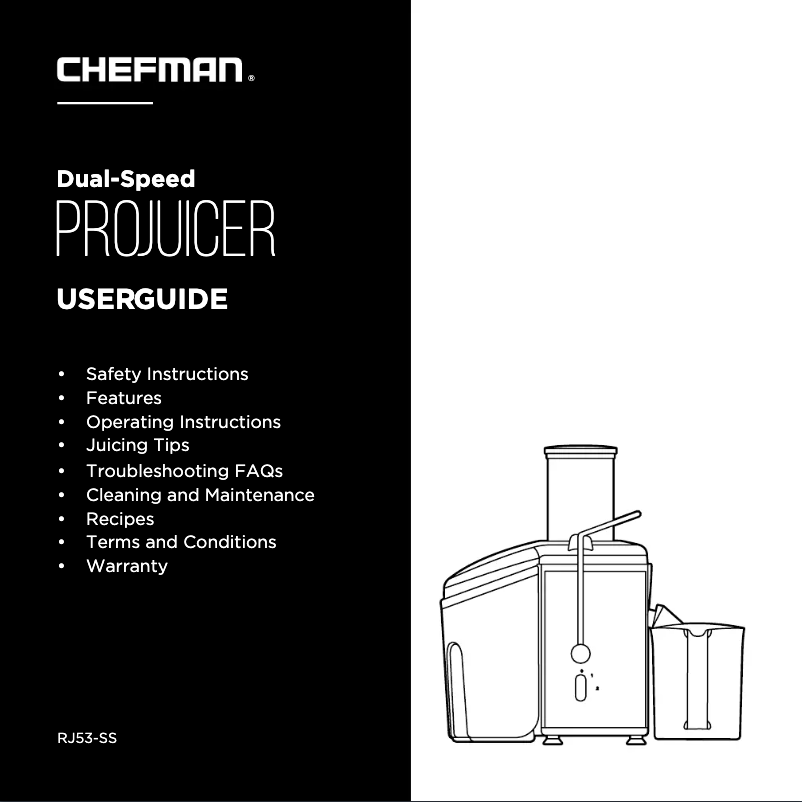 Page 1 de la notice Manuel utilisateur Chefman Dual-Speed Pro Juicer RJ53-SS