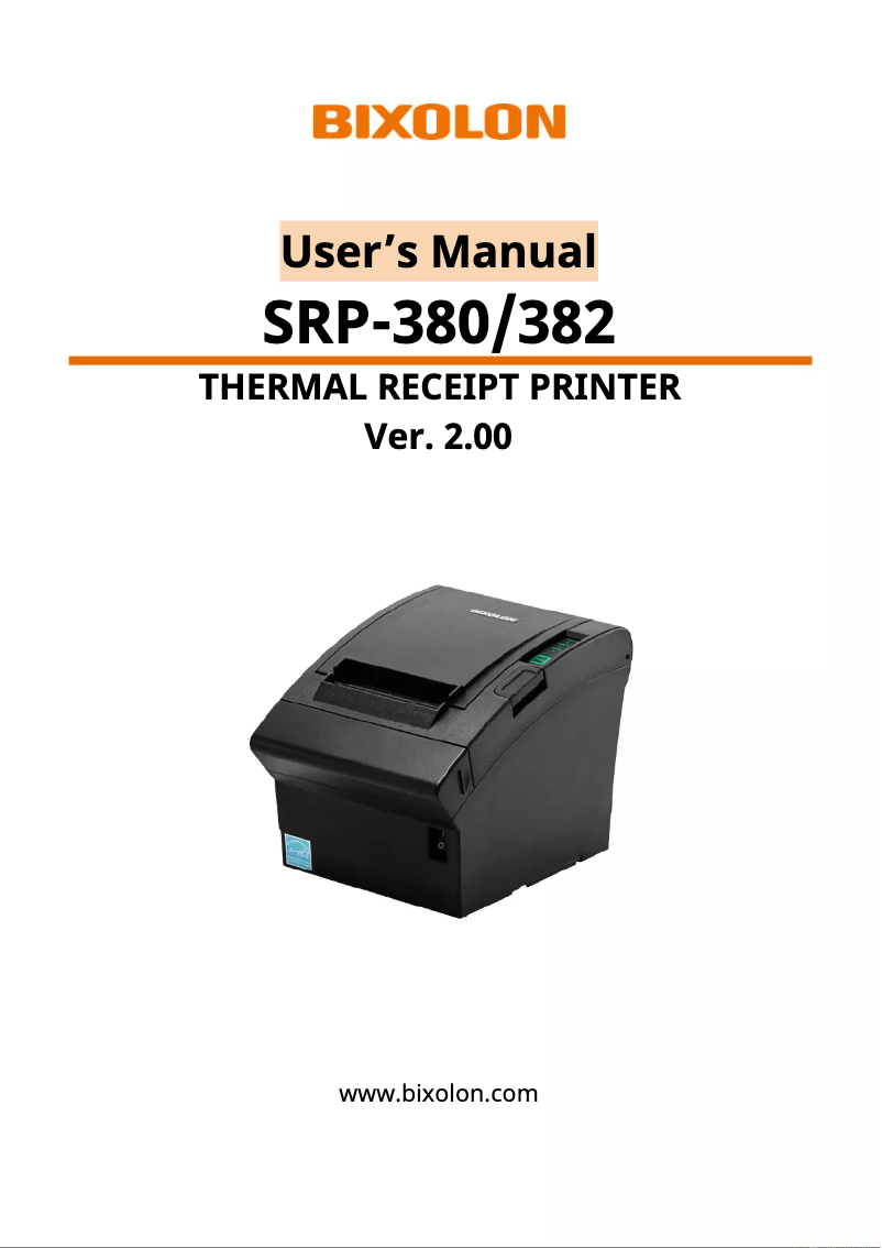 Page 1 de la notice Manuel utilisateur Bixolon SRP-380