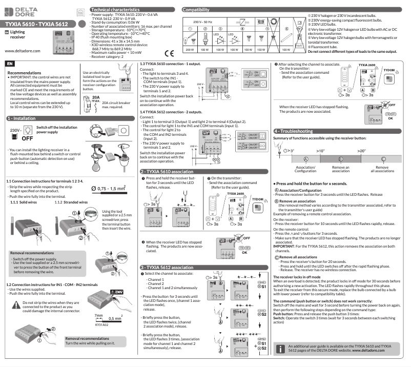 Page 1 de la notice Manuel utilisateur Delta Dore Tyxia 5610
