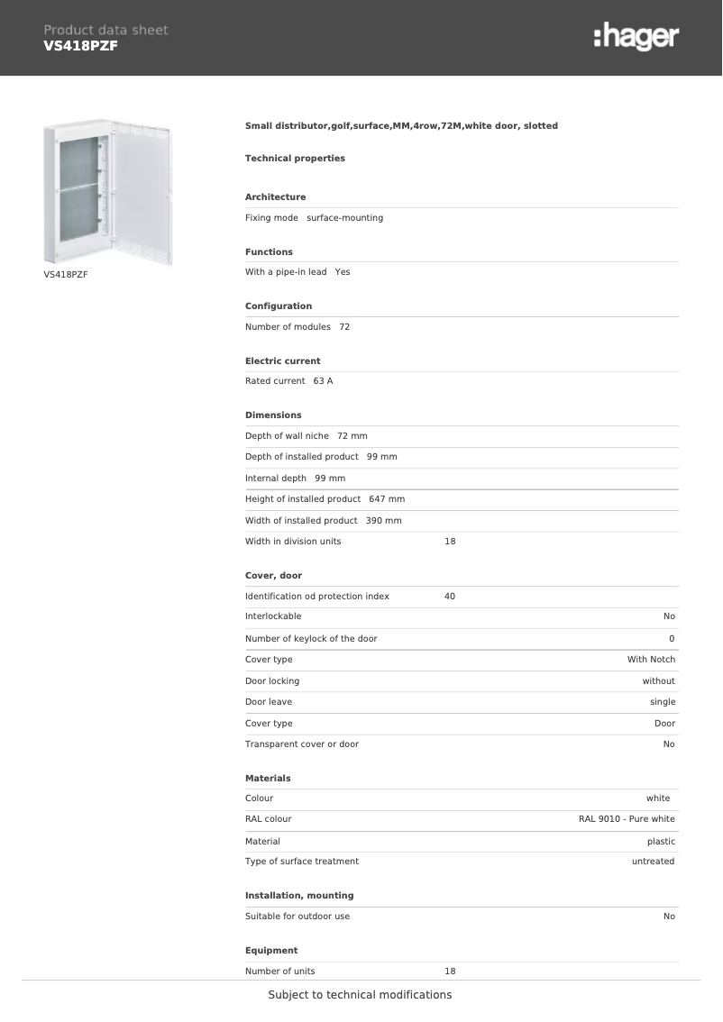 Image de la première page du manuel de l'appareil VS418PZF