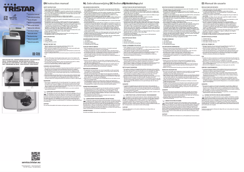 Page n°1 - Manuel utilisateur TriStar KB-7526