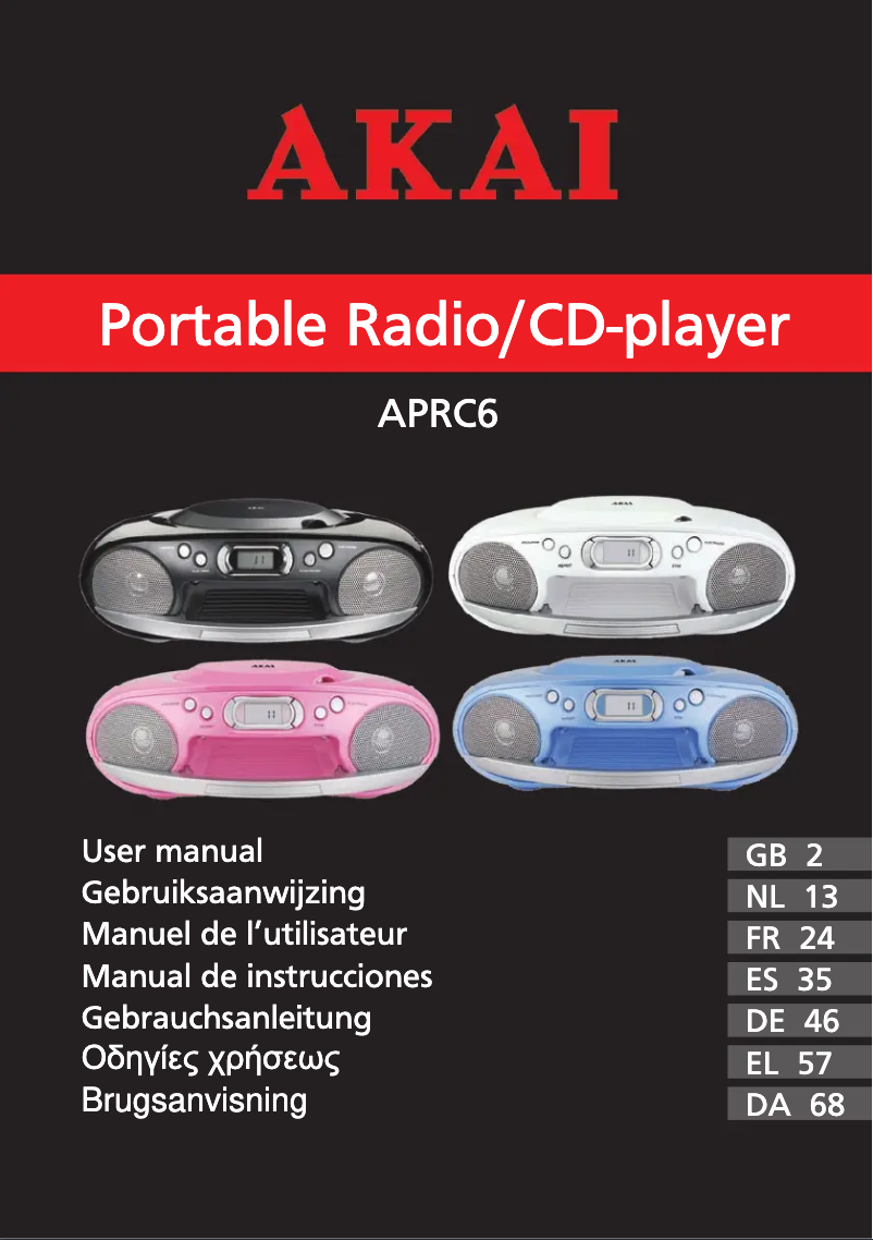 Page 1 de la notice Manuel utilisateur AKAI APRC6PK