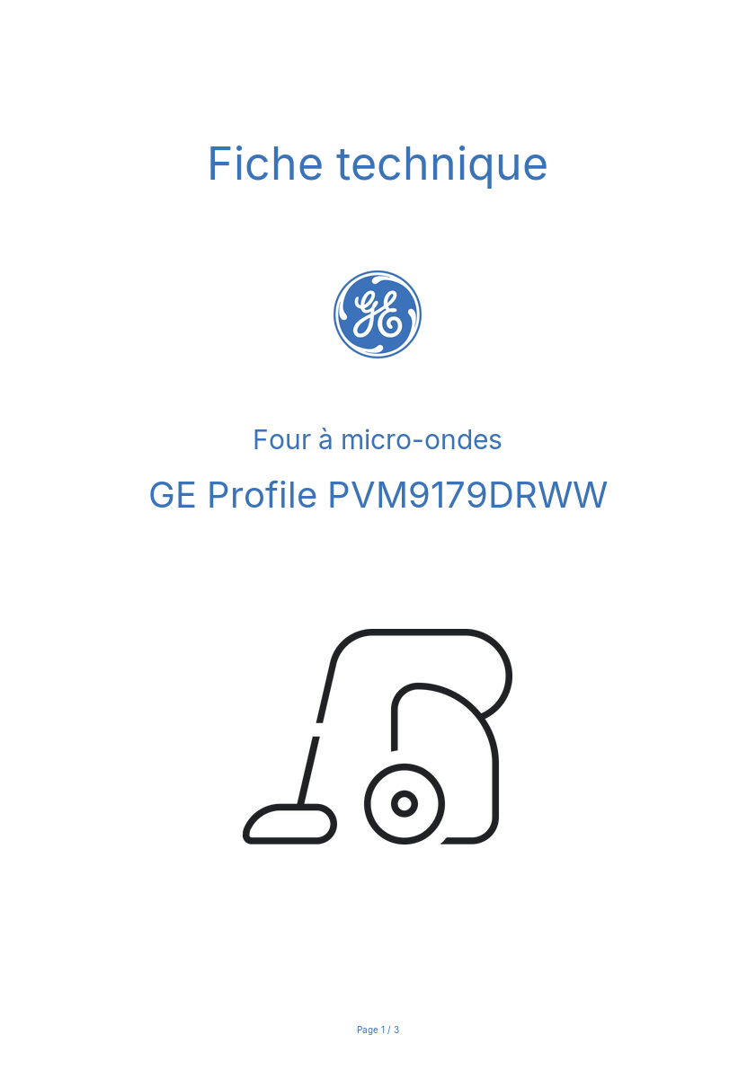 Page n°1 - Fiche technique GE Profile PVM9179DRWW