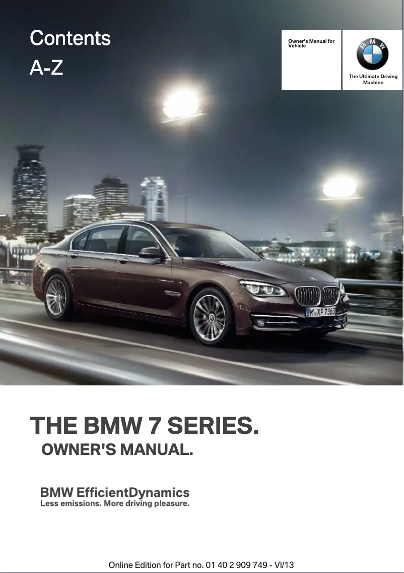 Page 1 de la notice Manuel utilisateur BMW 740i Sedan (2014)