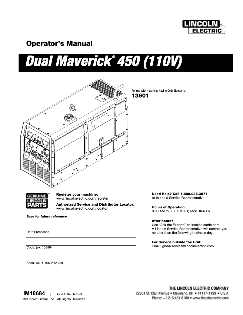 Página 1 del manual Manual de usuario Lincoln Electric Dual Maverick 450
