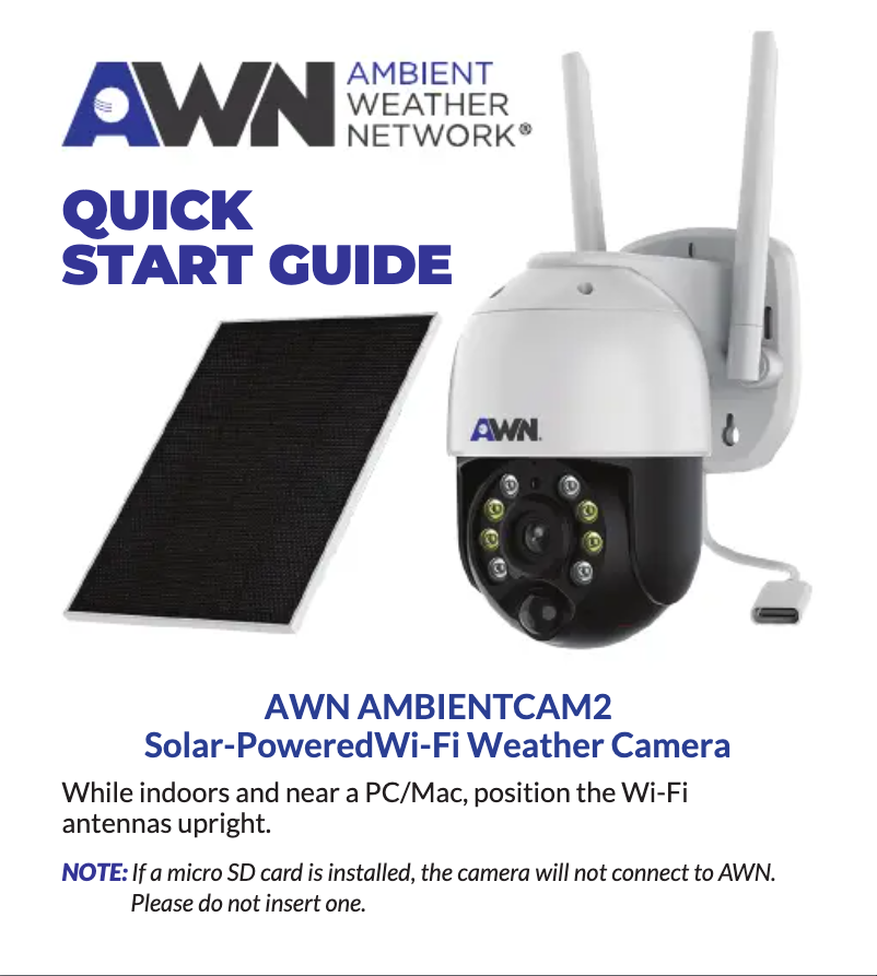 Page n°1 - Guide de démarrage rapide Ambient Weather AWN