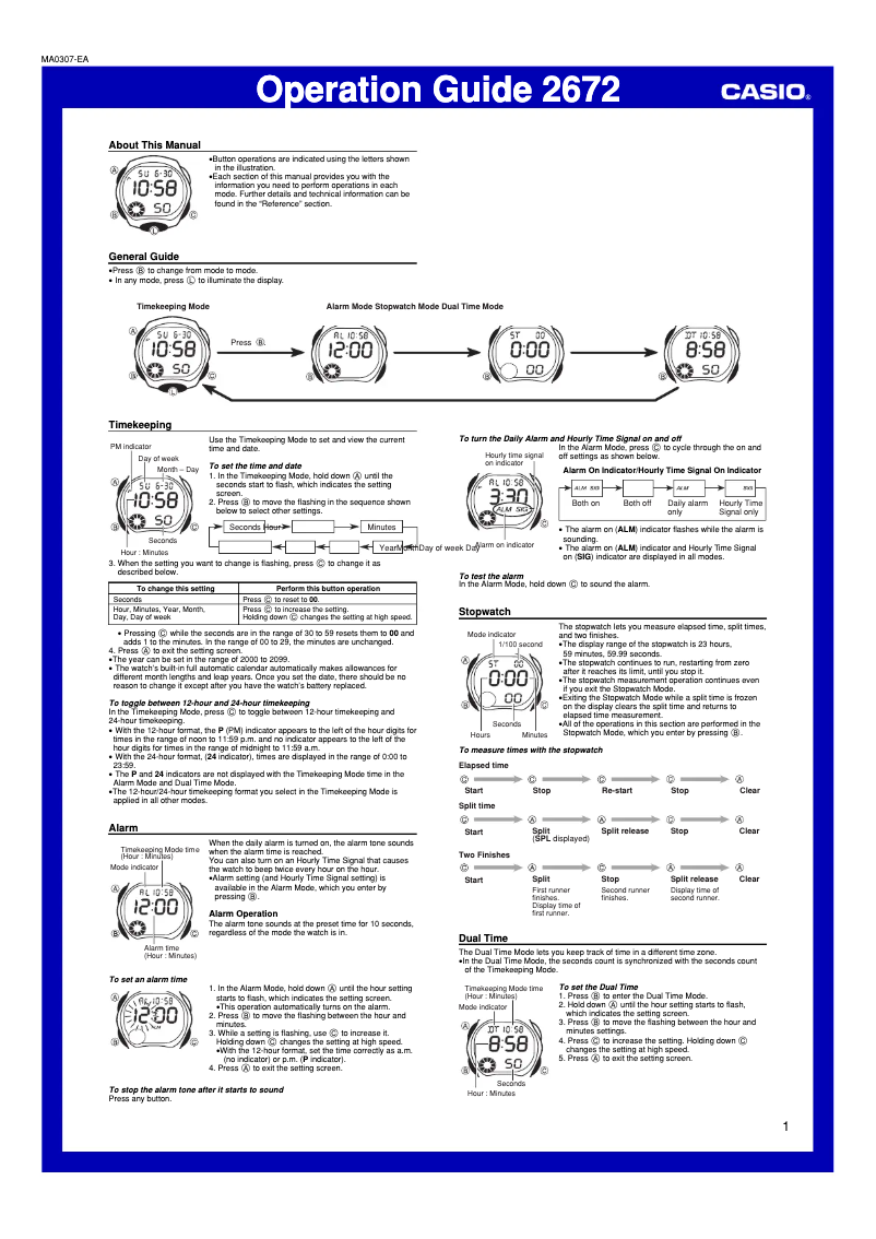 Page 1 de la notice Manuel utilisateur Casio LW-200-1BV