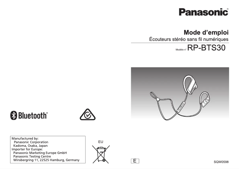 Página 1 del manual Manual de usuario Panasonic RP-BTS30E