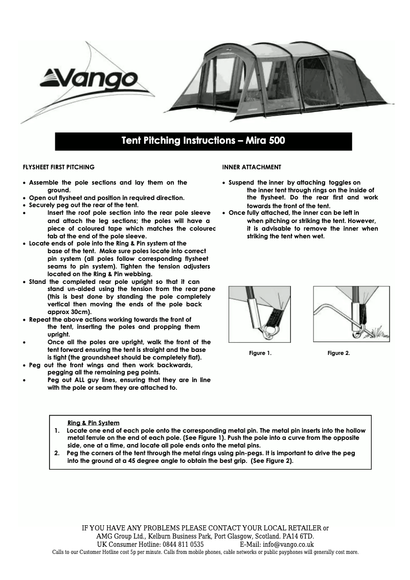 Página 1 del manual Manual de usuario Vango Mira 500