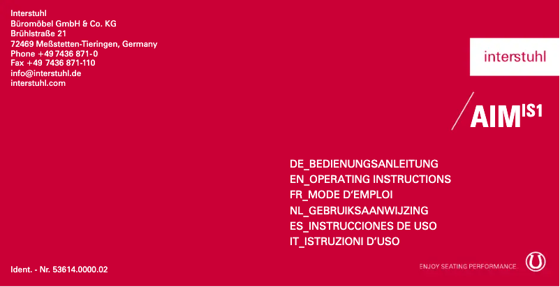Page n°1 - Manuel utilisateur Interstuhl AIMis1 1S026