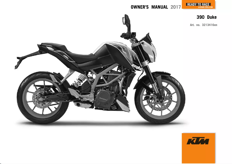 Page 1 de la notice Manuel utilisateur KTM 390 DUKE (2017)