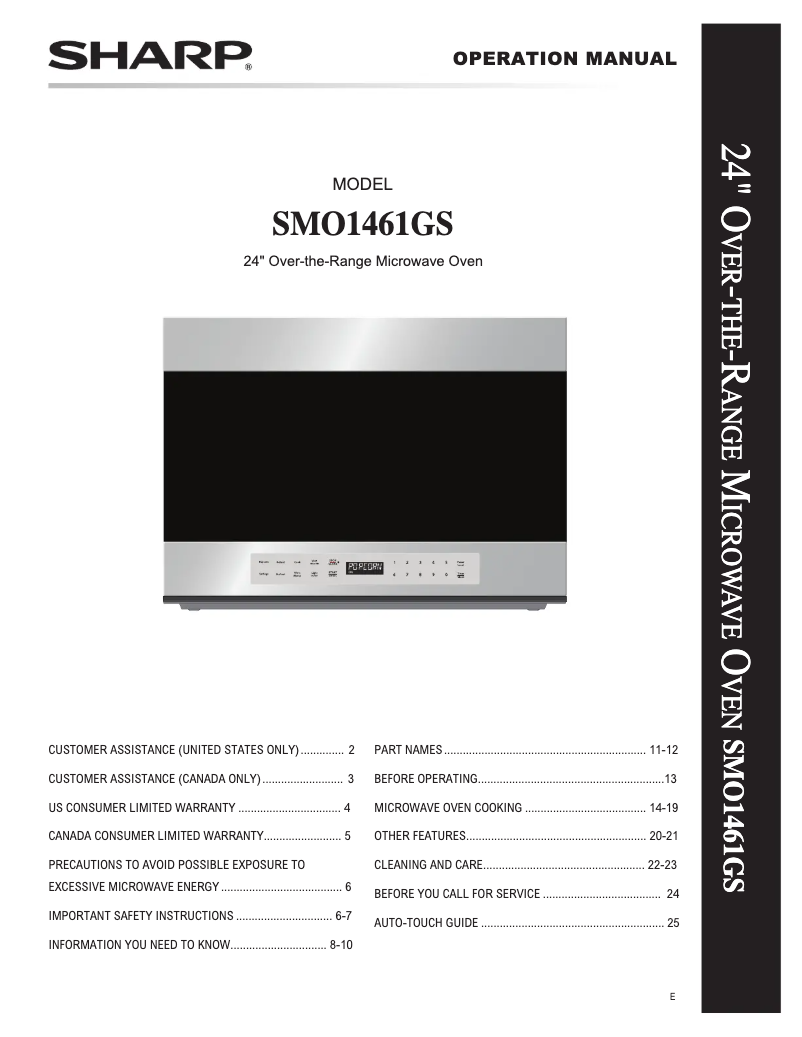 Page 1 de la notice Manuel utilisateur Sharp SMO1461GS