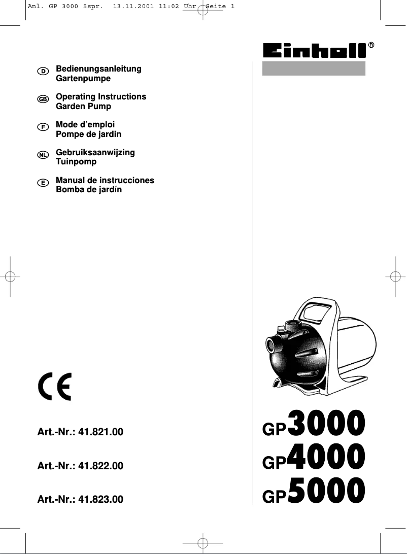 Imagen de la primera página del manual del dispositivo GP 3000