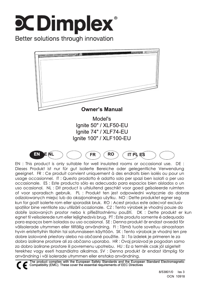 Page 1 de la notice Fiche technique Dimplex XLF50