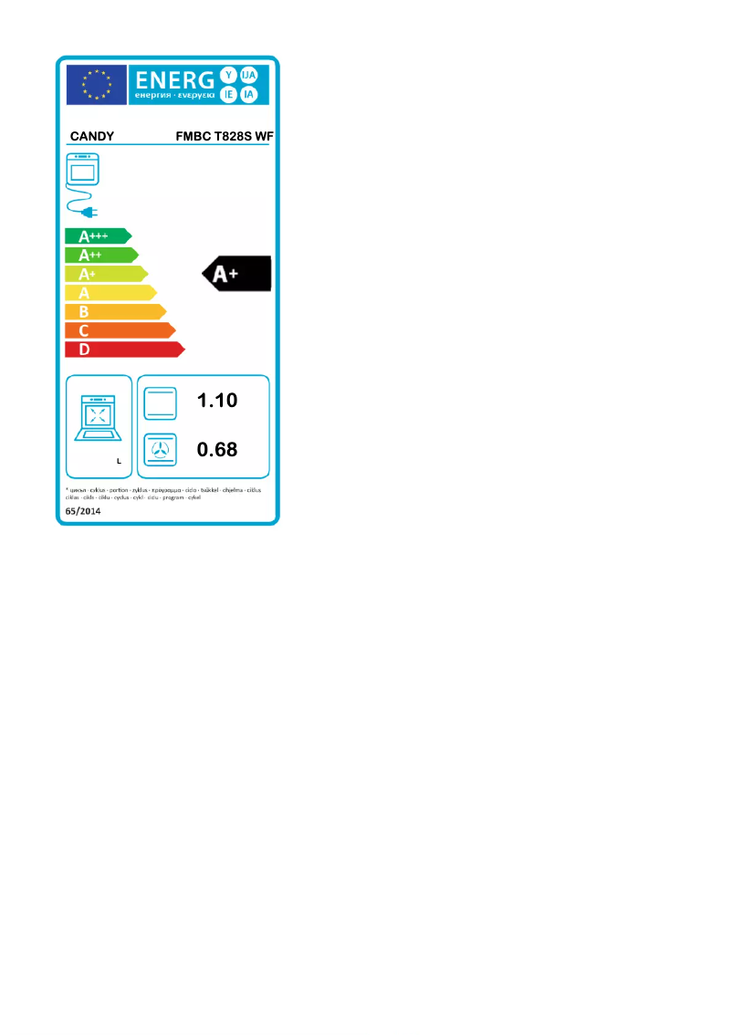 Page n°1 - Label énergétique Candy FMBC T828S WF