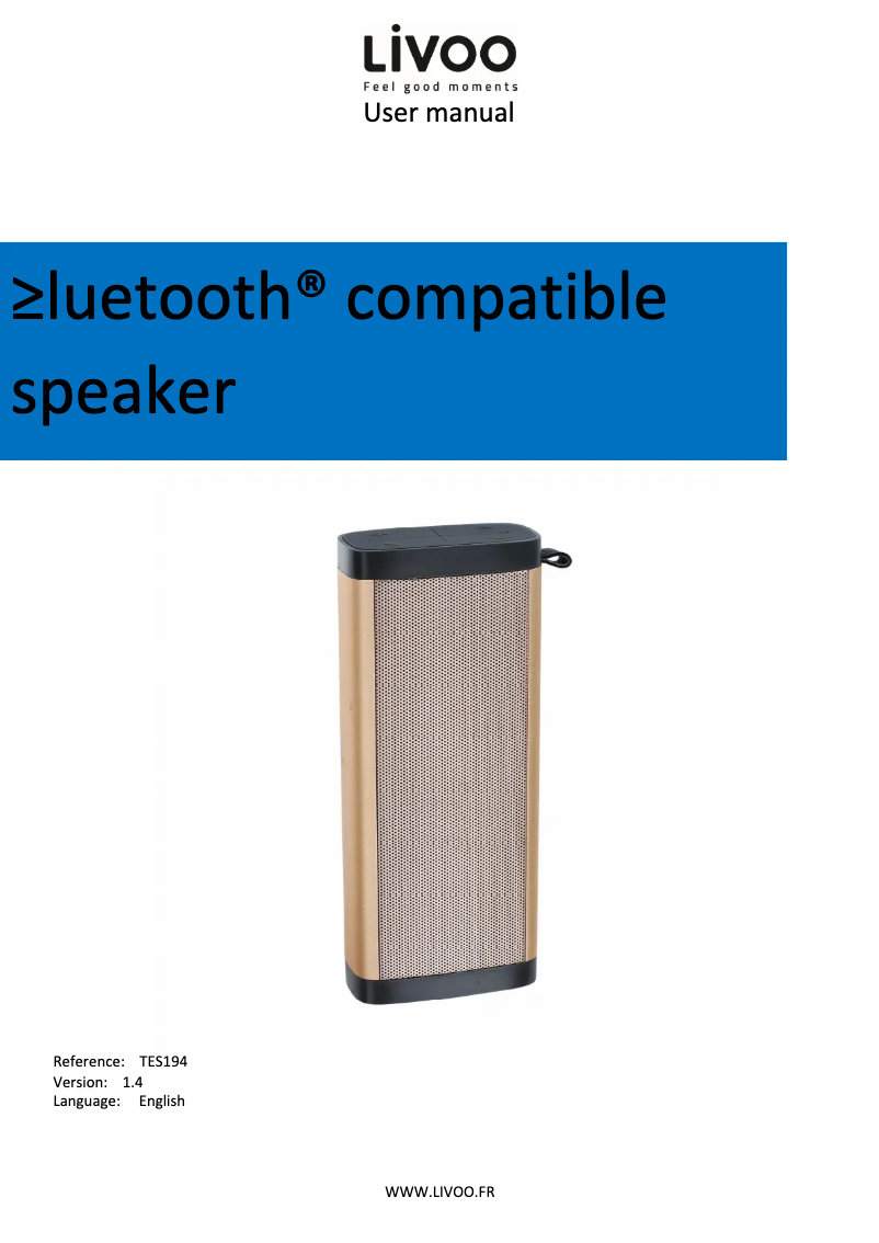 Page 1 de la notice Manuel utilisateur Livoo TES194