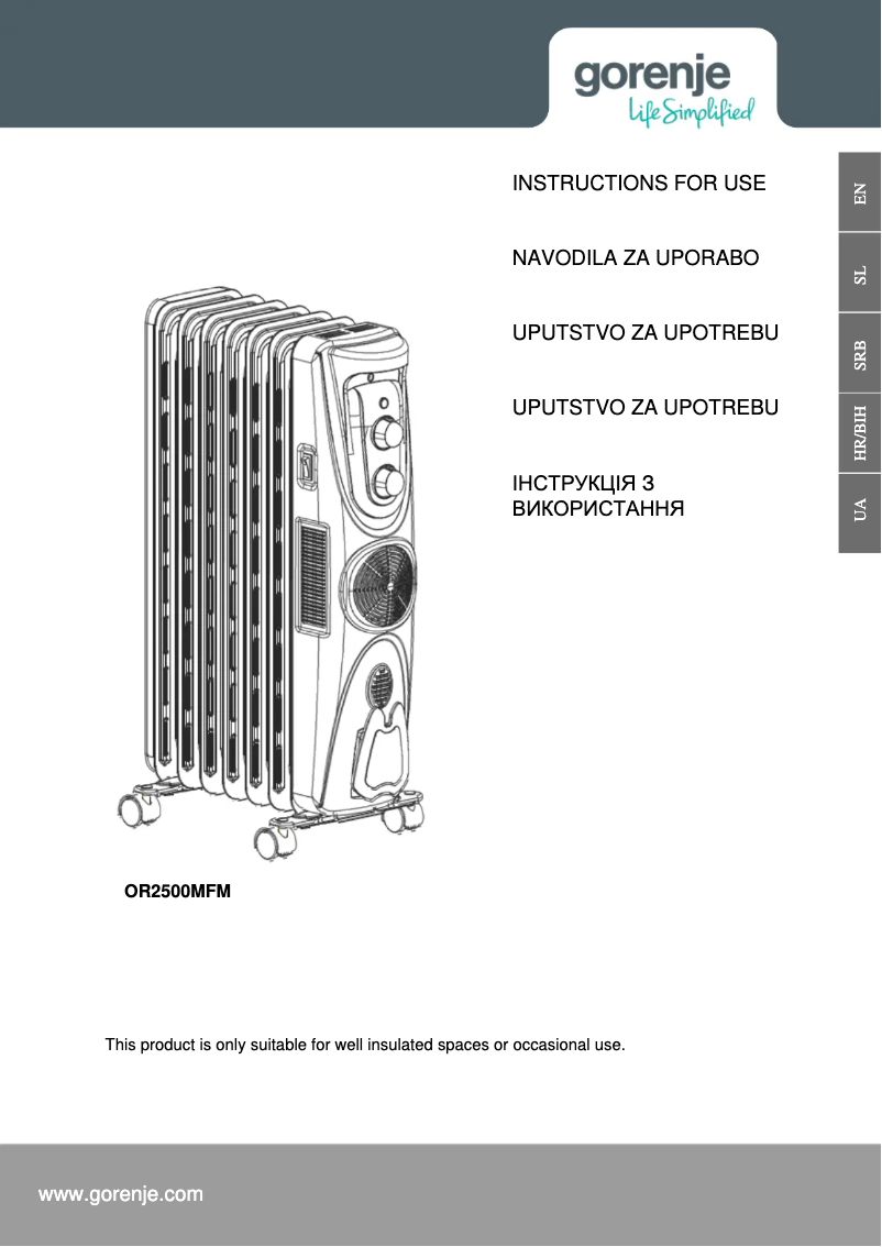 Page 1 de la notice Manuel utilisateur Gorenje OR2500MFM
