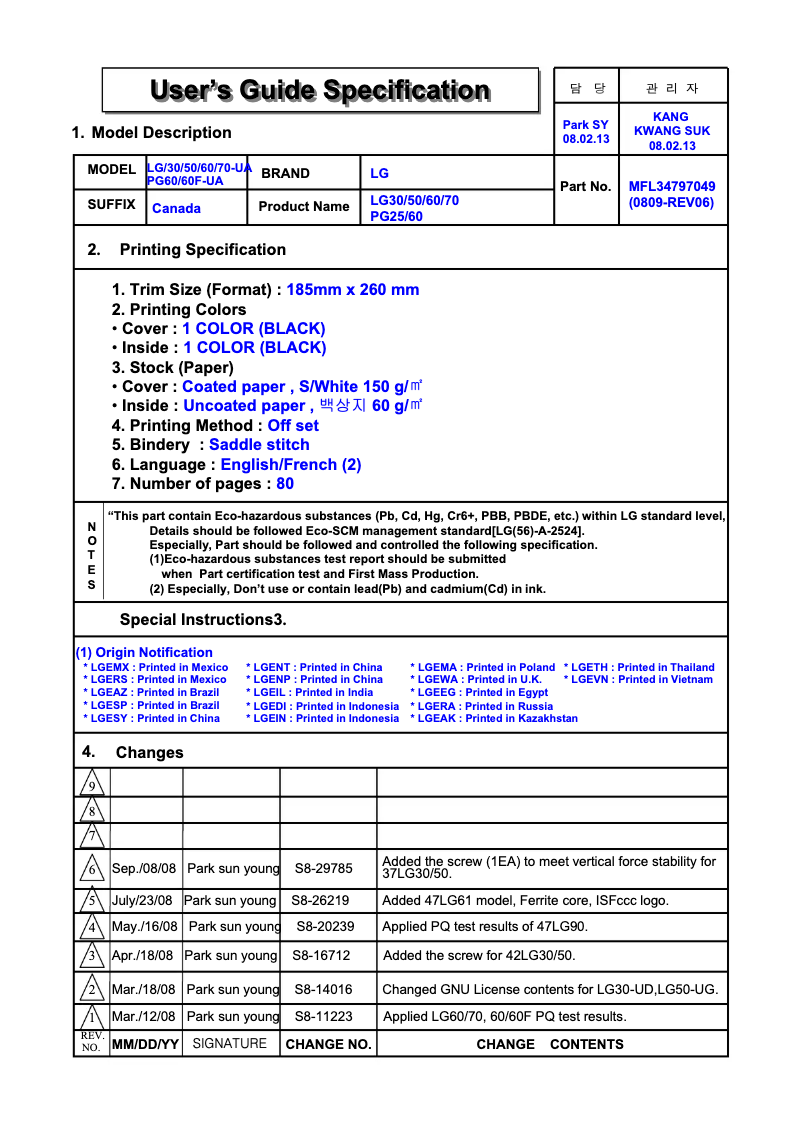 Página 1 del manual Manual de usuario LG 42PG25