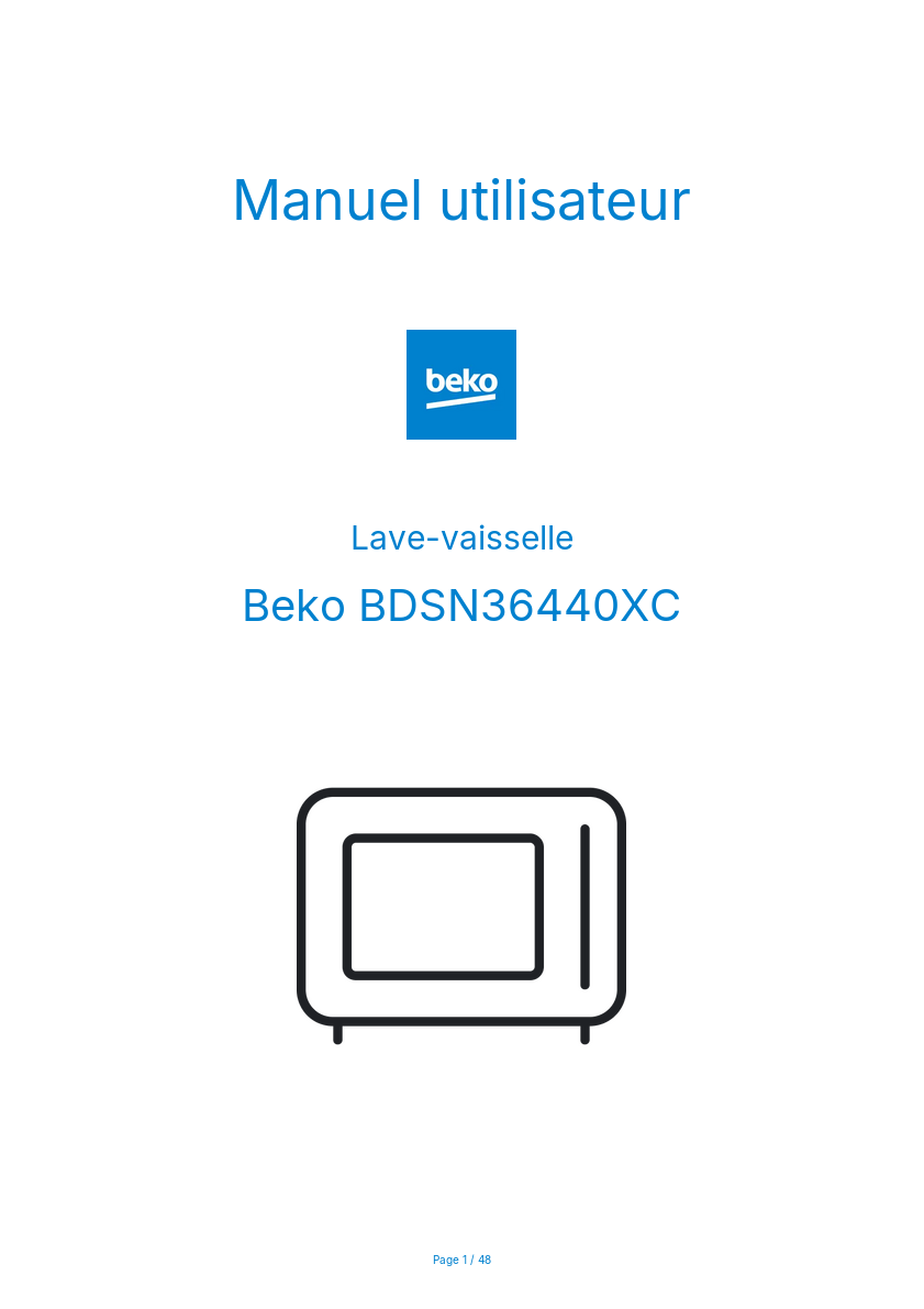 Image de la première page du manuel de l'appareil BDSN36440XC