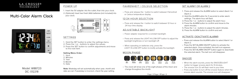 Page 1 de la notice Guide de démarrage rapide La Crosse Technology W88723