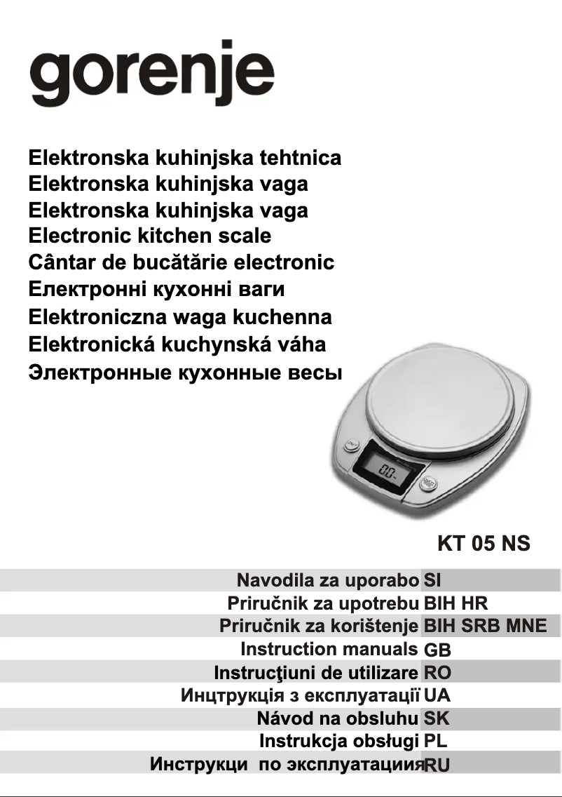 Page n°1 - Manuel utilisateur Gorenje KT05NS