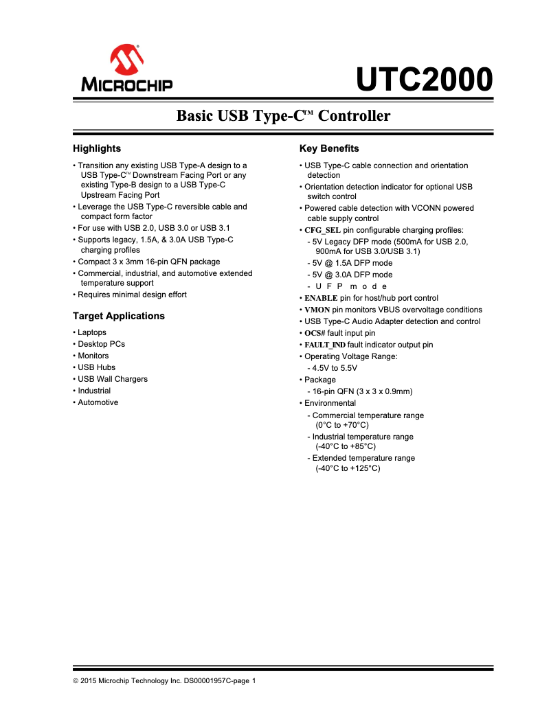 Página 1 del manual Manual de usuario Microchip UTC2000