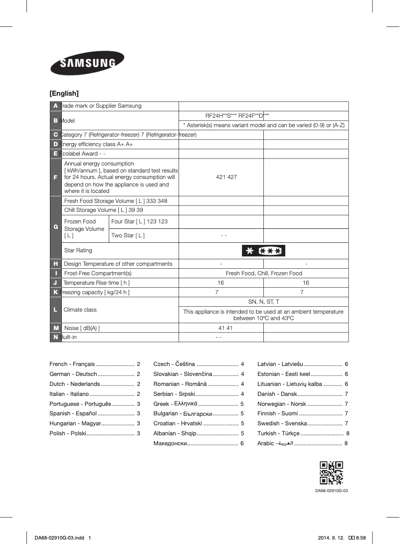 Image de la première page du manuel de l'appareil RF24HSESBSR