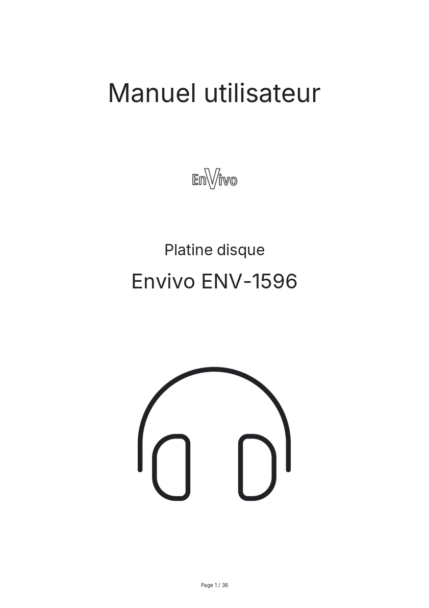 Image de la première page du manuel de l'appareil ENV-1596