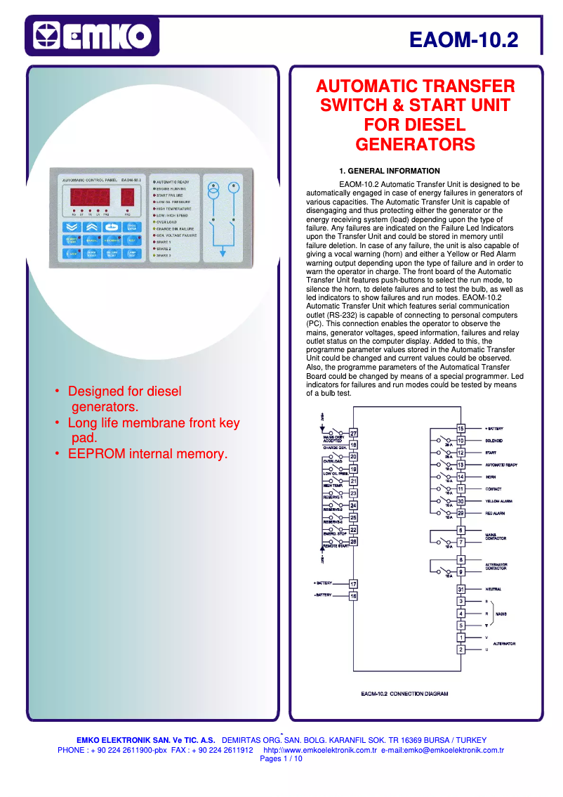 Page 1 de la notice Manuel utilisateur Emko EAOM-102