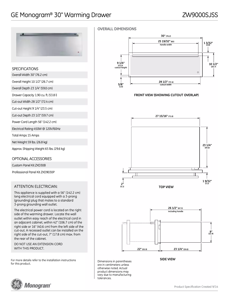 Image de la première page du manuel de l'appareil ZTW900SSN