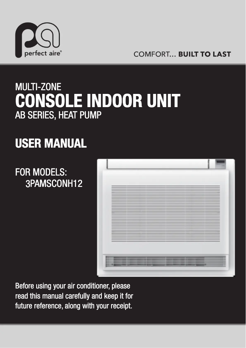 Page 1 de la notice Manuel utilisateur Perfect Aire 3PAMSCONH12