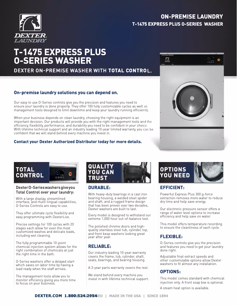 Page n°1 - Fiche technique Dexter Laundry T-1475 Express Plus
