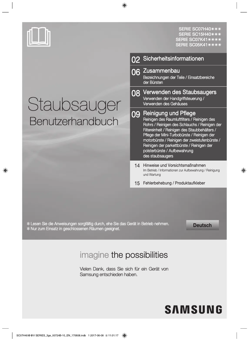 Page n°1 - Manuel utilisateur Samsung SC07H40E0V