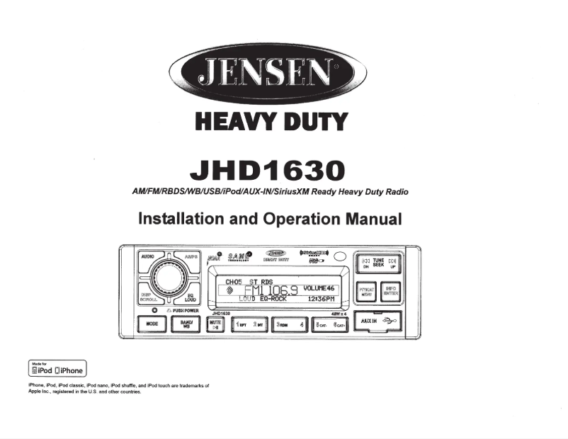 Image de la première page du manuel de l'appareil Heavy Duty JHD1630