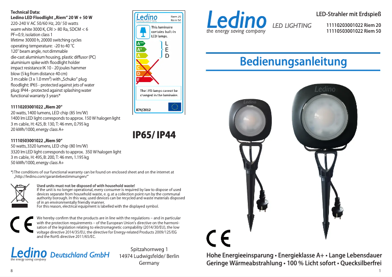 Página 1 del manual Manual de usuario Ledino Riem 50